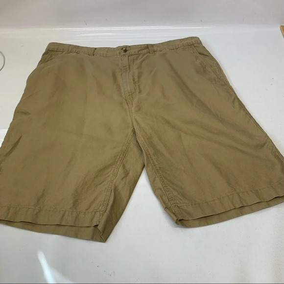 Roundtree Yorke Shorts Men 42 Linen‎ Cotton Chino Neutral Tan Travel Work 10” - Picture 1 of 8